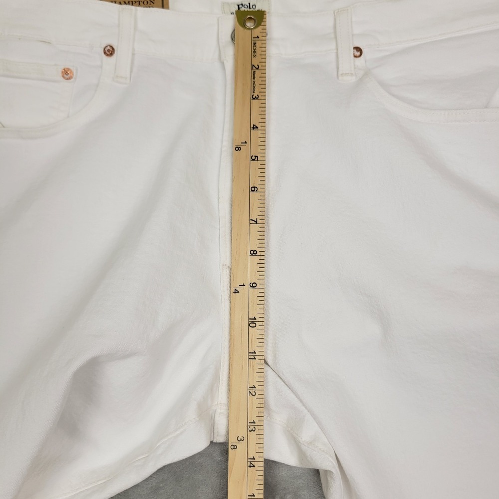 Polo Ralph Lauren The Hampton Relaxed Straight White Stretch Jeans Men's 42x30 - Picture 11 of 13